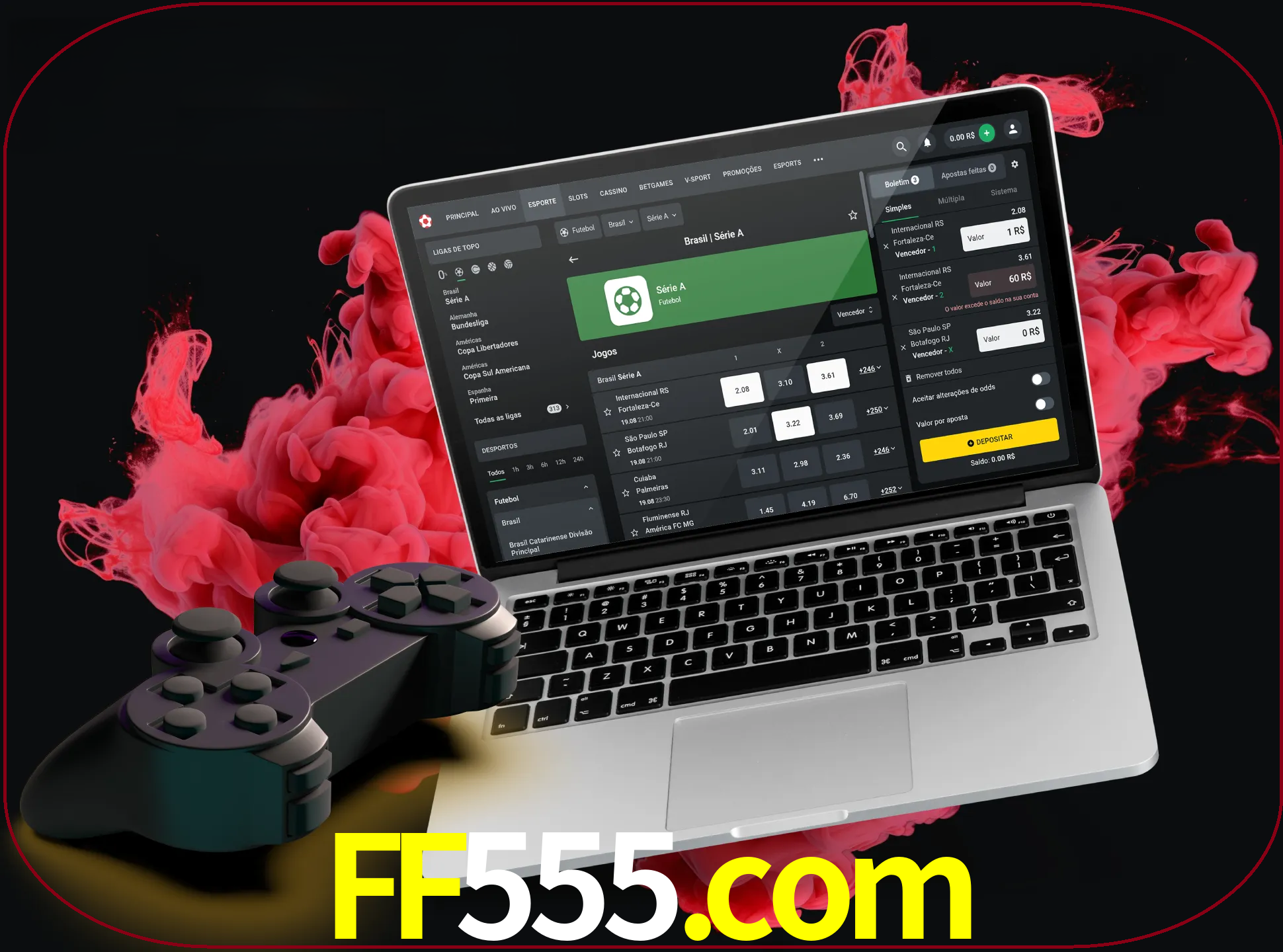 Visite a secção especial de jogos de vídeo em ff555 para descobrir em que jogos pode apostar e ganhar muito dinheiro.